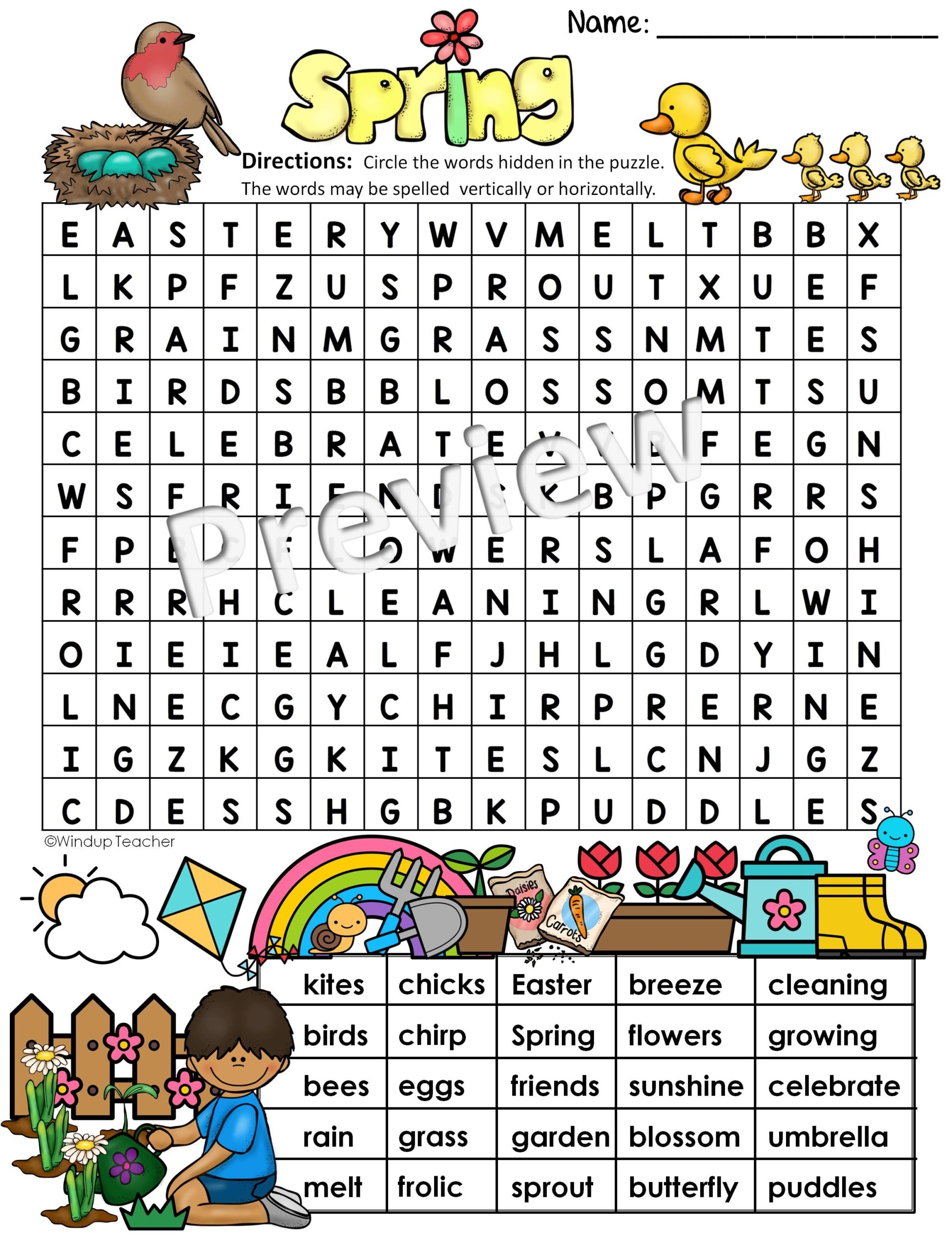 FREE Printable Shops Spring Word