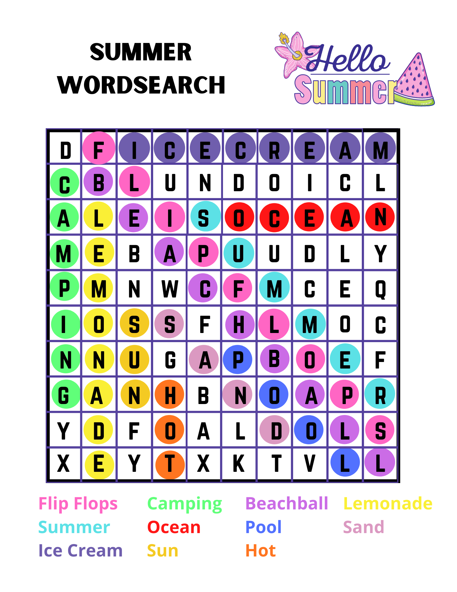 Free Printable Summer Word Search For Kids 1 Screen Free Summer Activity Made By The Mac s
