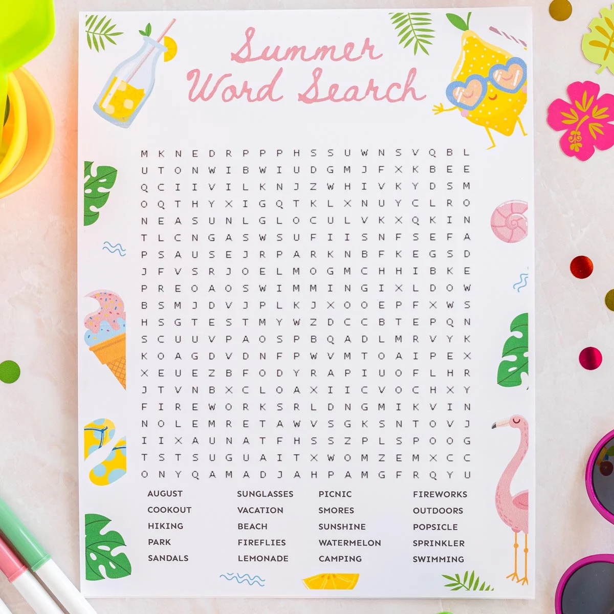 Free Printable Summer Word Search Puzzles Play Party Plan