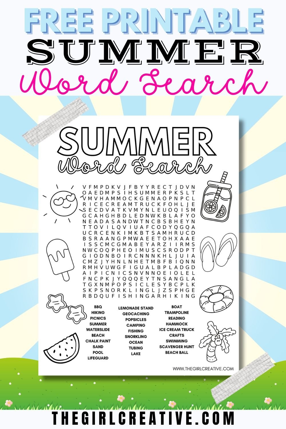 Summer Word Search Printable Worksheets