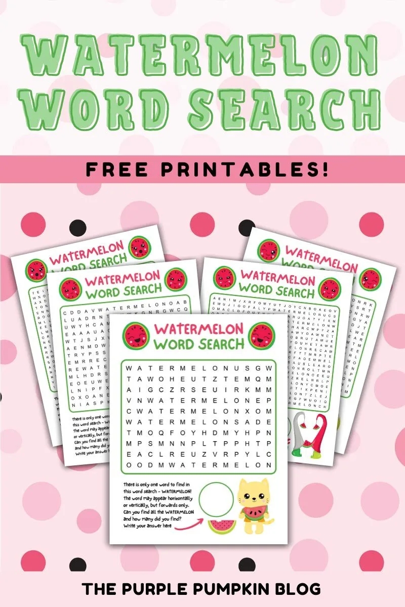 Free Printable Watermelon Word Search Fun Puzzle For Kids 