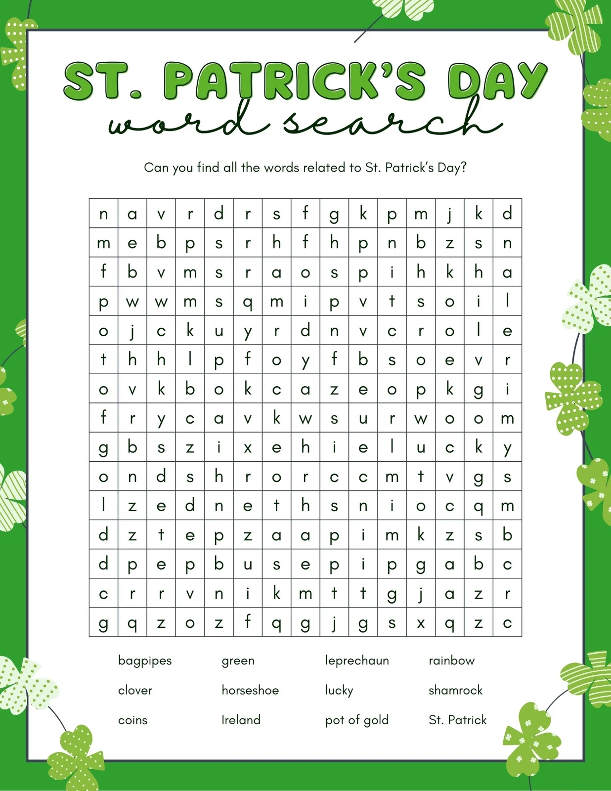 Fillable Word Search Printable Template
