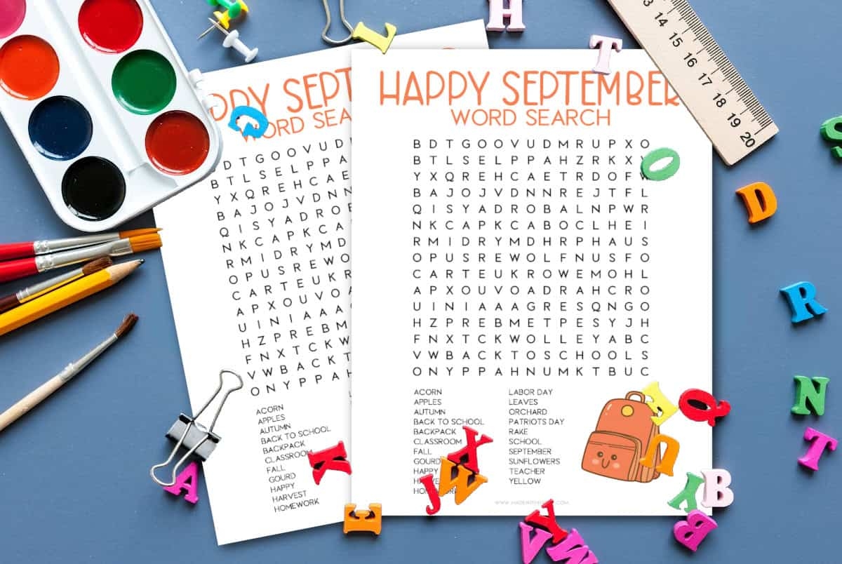 FREE September Word Search Puzzle Printable Made With HAPPY FREE September Word Search Puzzle Printable Made With HAPPY