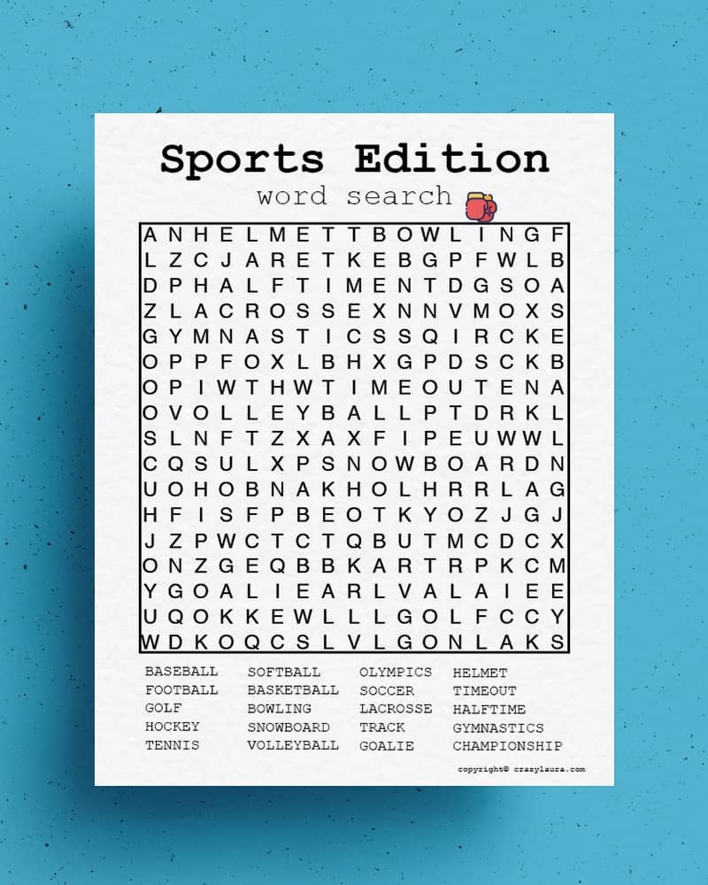 Free Sports Word Search Printable Games To Print Crazy Laura Free Sports Word Search Printable Games To Print Crazy Laura