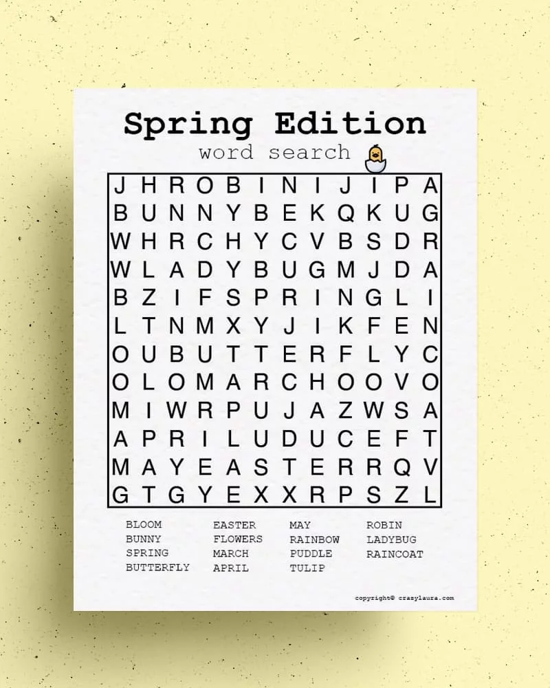 Free Spring Word Search Printable Game Sheets For