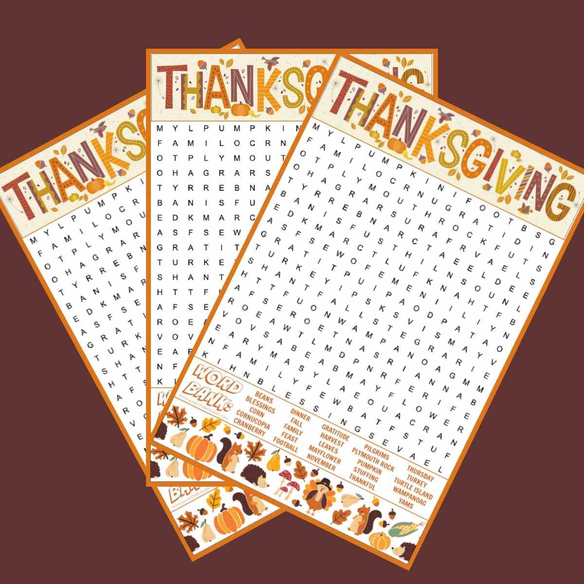 Thanksgiving Day Word Search Free Printable