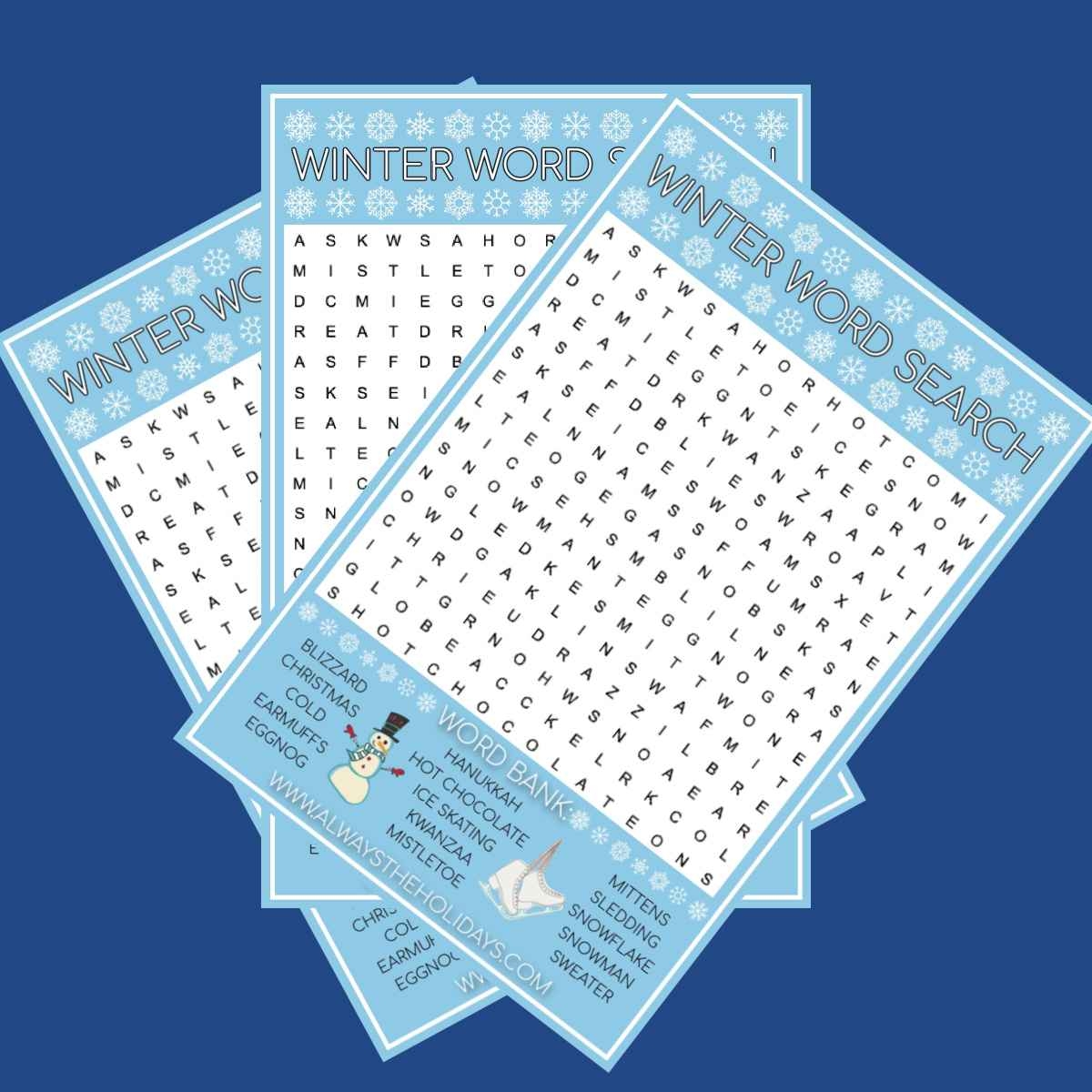 Free Winter Word Search Printable With Answer Key Included Free Winter Word Search Printable With Answer Key Included