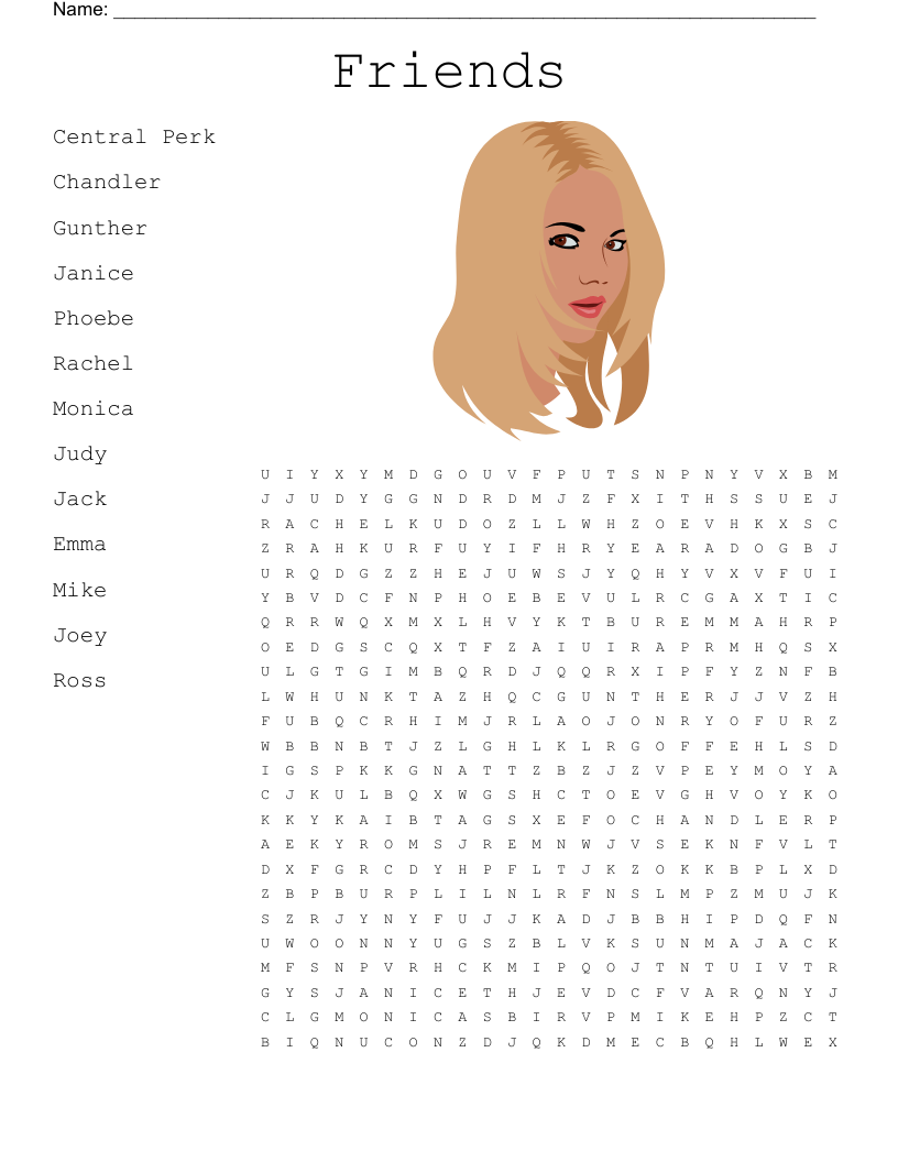 Friends Word Search WordMint