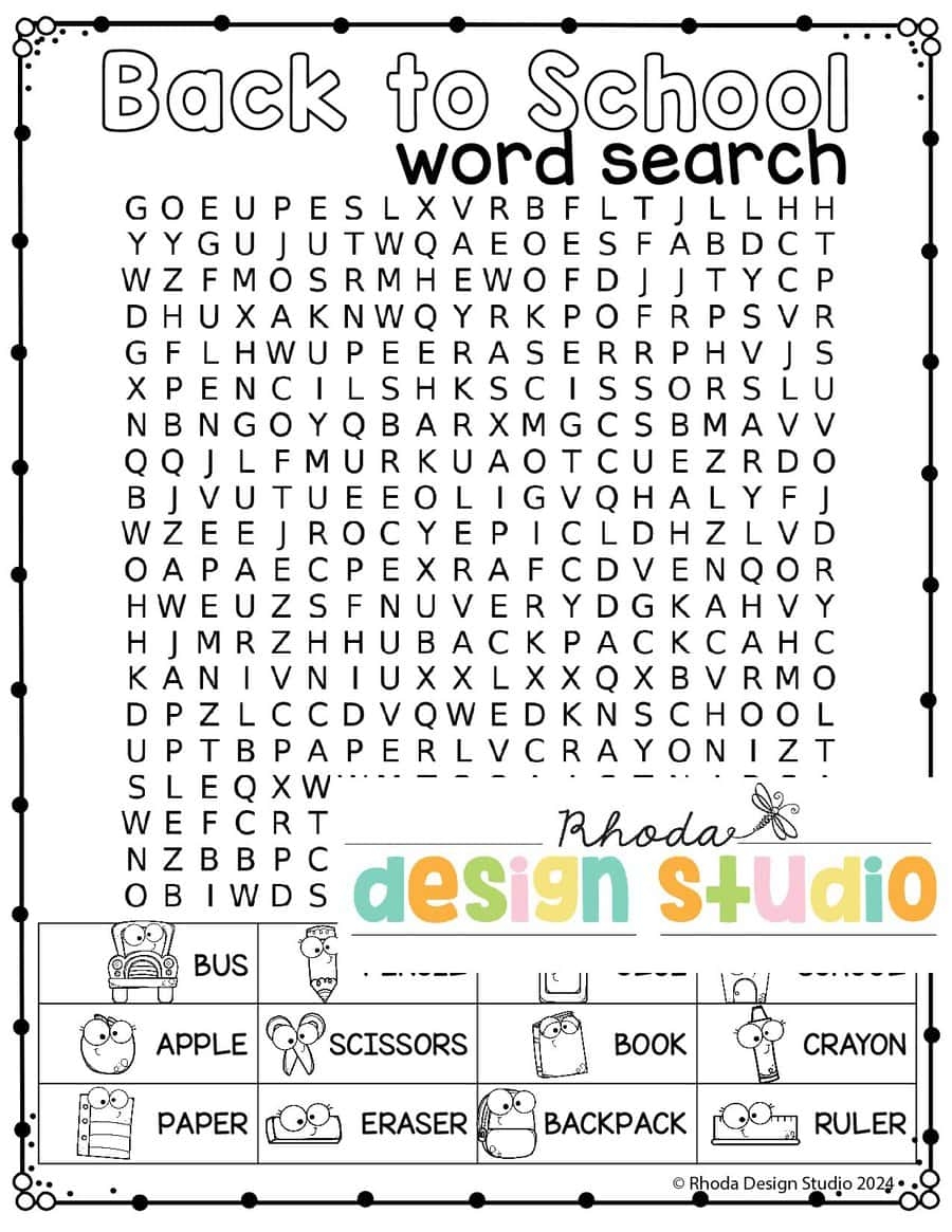 Fun And Easy Back To School Word Searches