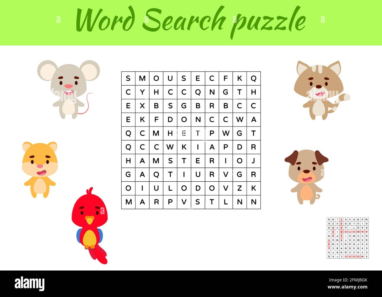 Game Template Word Search Puzzle Of Animals For Children With Pictures Kids Activity Worksheet Printable Version Educational Game For Study English Stock Vector Image U0026 Art Alamy