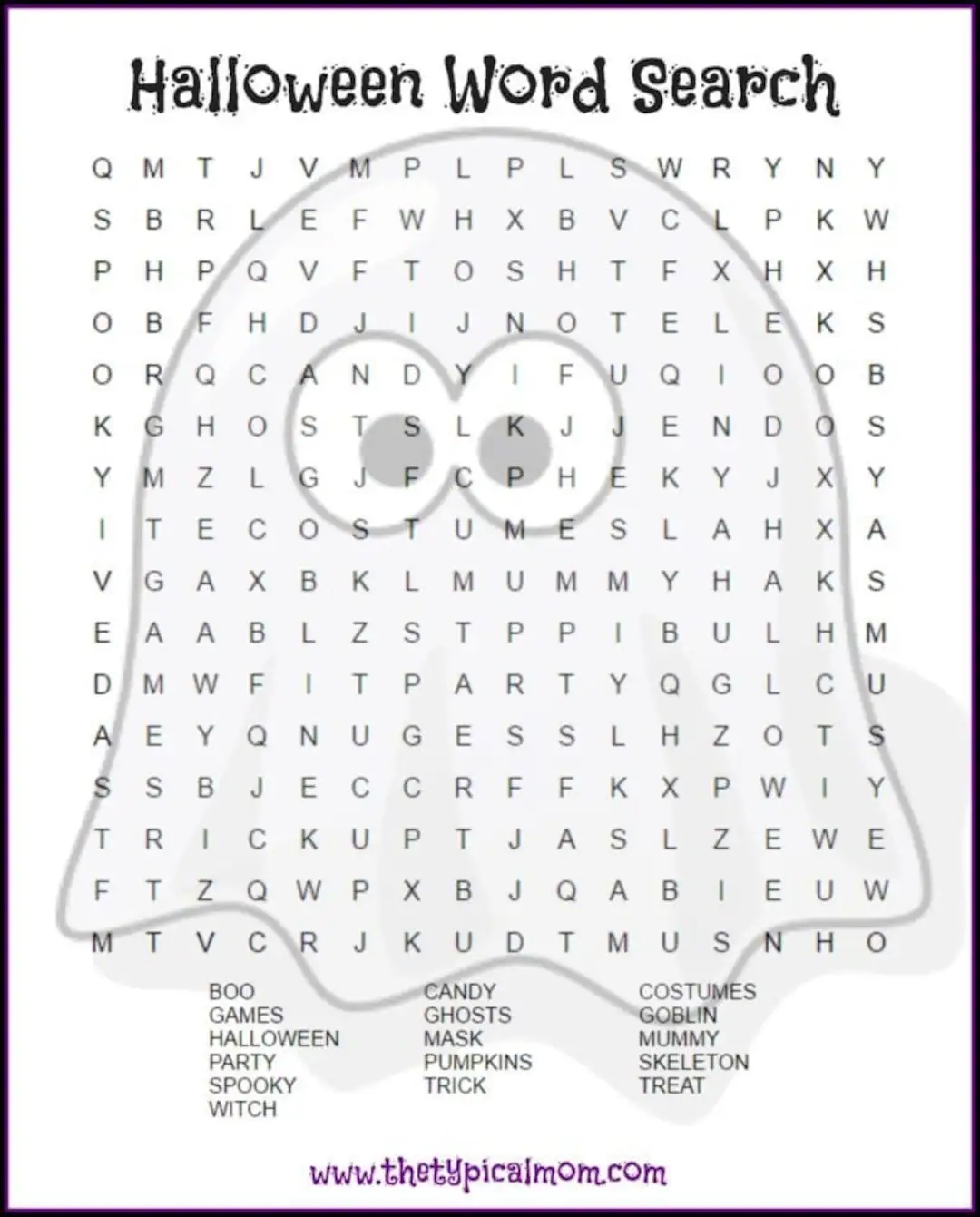 Ghost Halloween Word Search Printable Etsy Ghost Halloween Word Search Printable Etsy