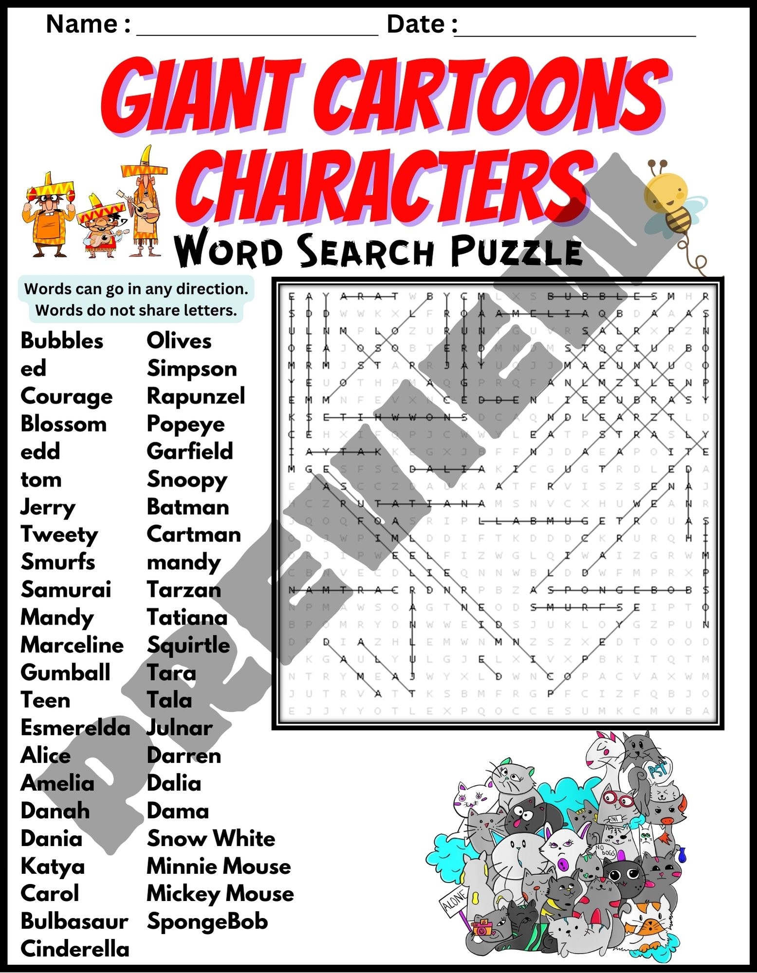 GIANT ANIME CHARACTERS NAMES Word Search Puzzle Worksheet Activity Made By Teachers