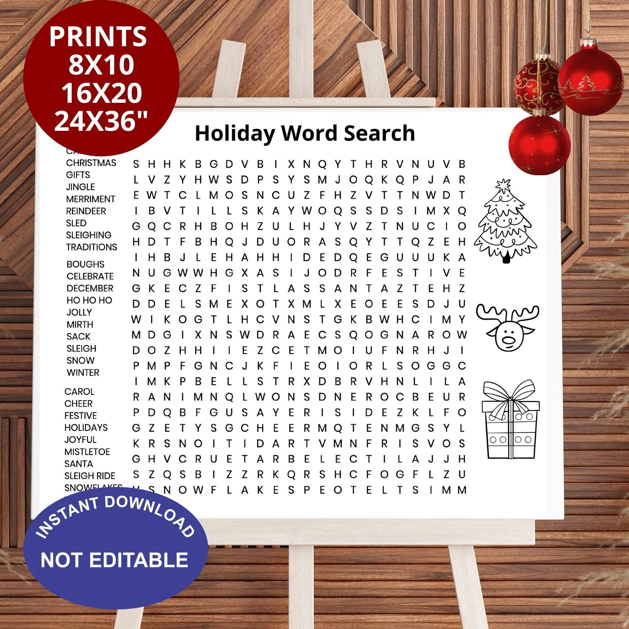 Giant Christmas Word Search Printable Etsy