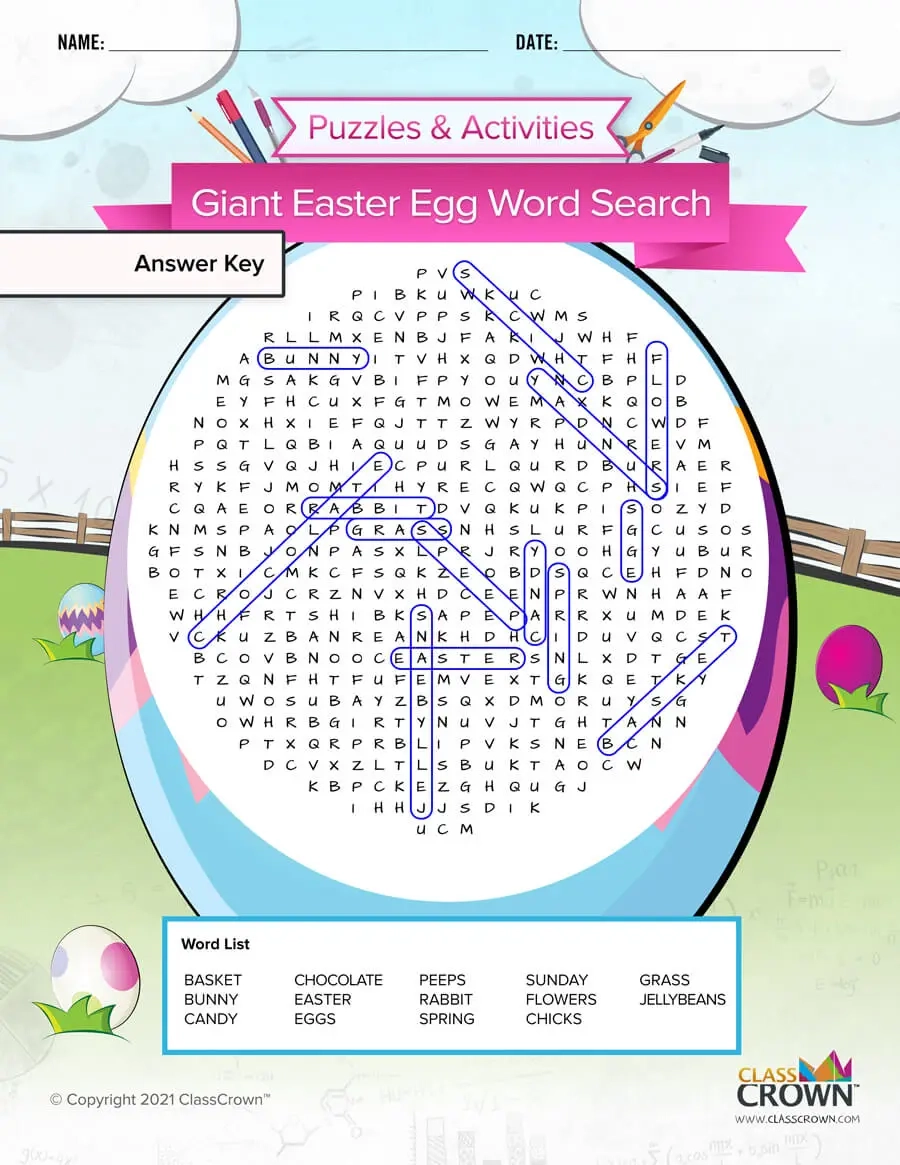 Giant Easter Egg Word Search Puzzles ClassCrown