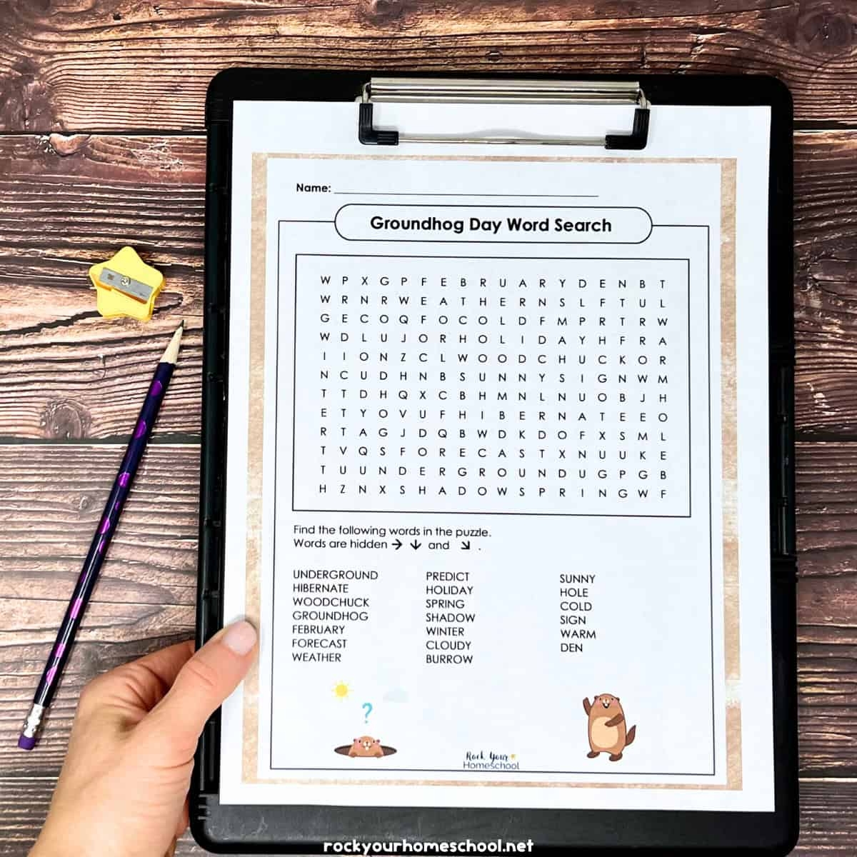 Groundhog Day Word Search Free Printable For Holiday Fun Rock 