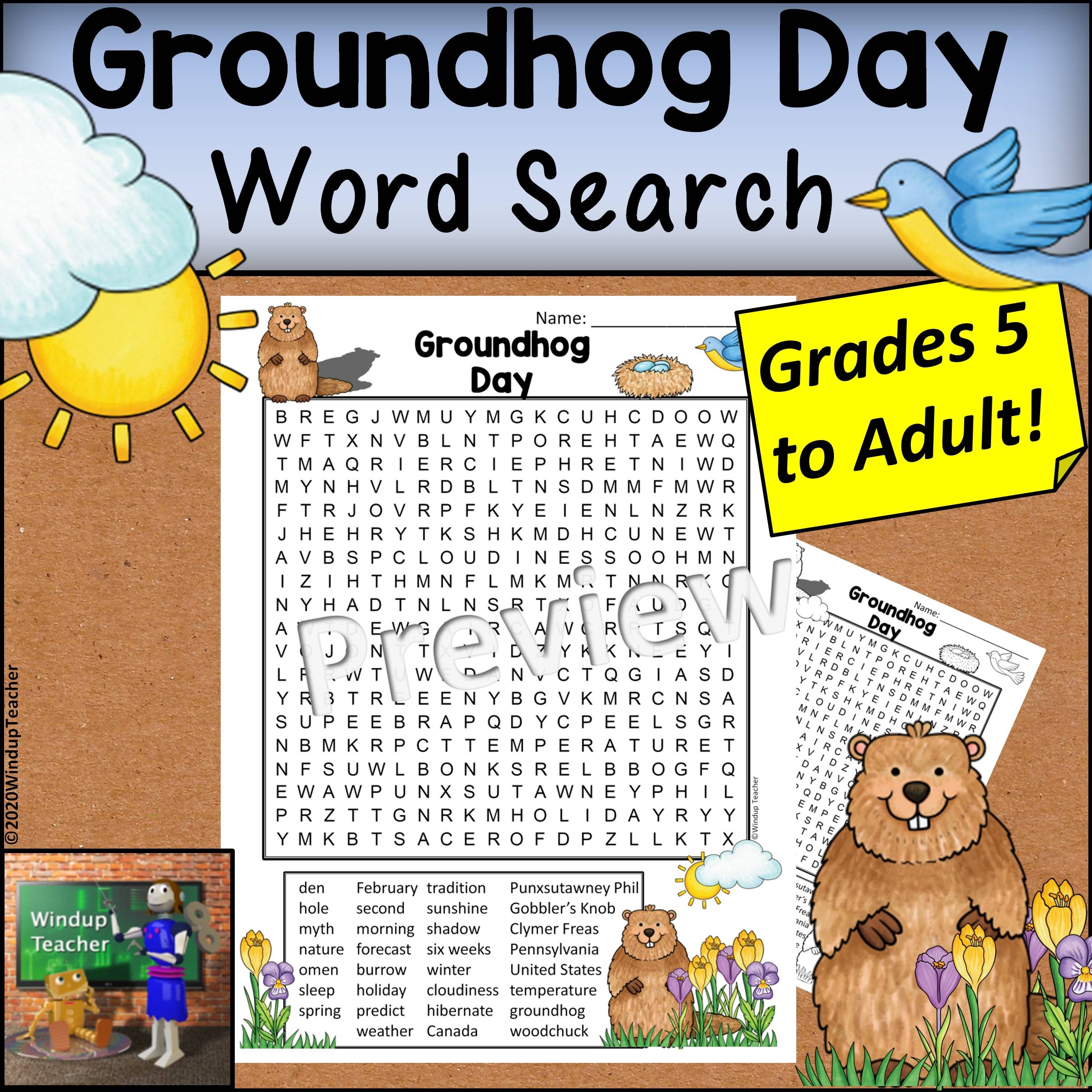 Groundhog Day Word Search Hard For Grades 5 U0026 UP Groundhog Day Word Search Hard For Grades 5 U0026 UP