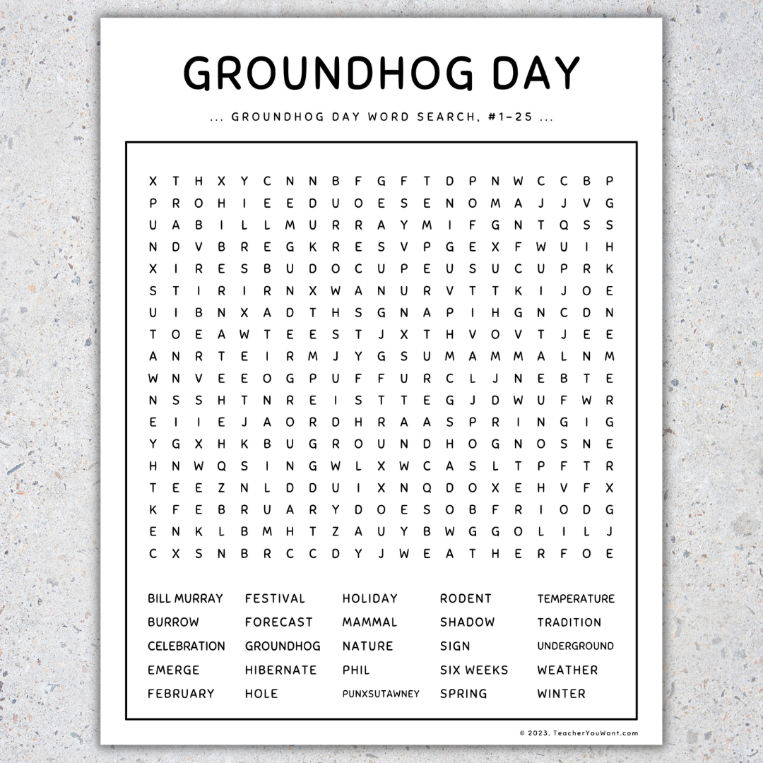 Groundhog Day Word Search Puzzle Worksheet Holiday Fun Activity Made By Teachers