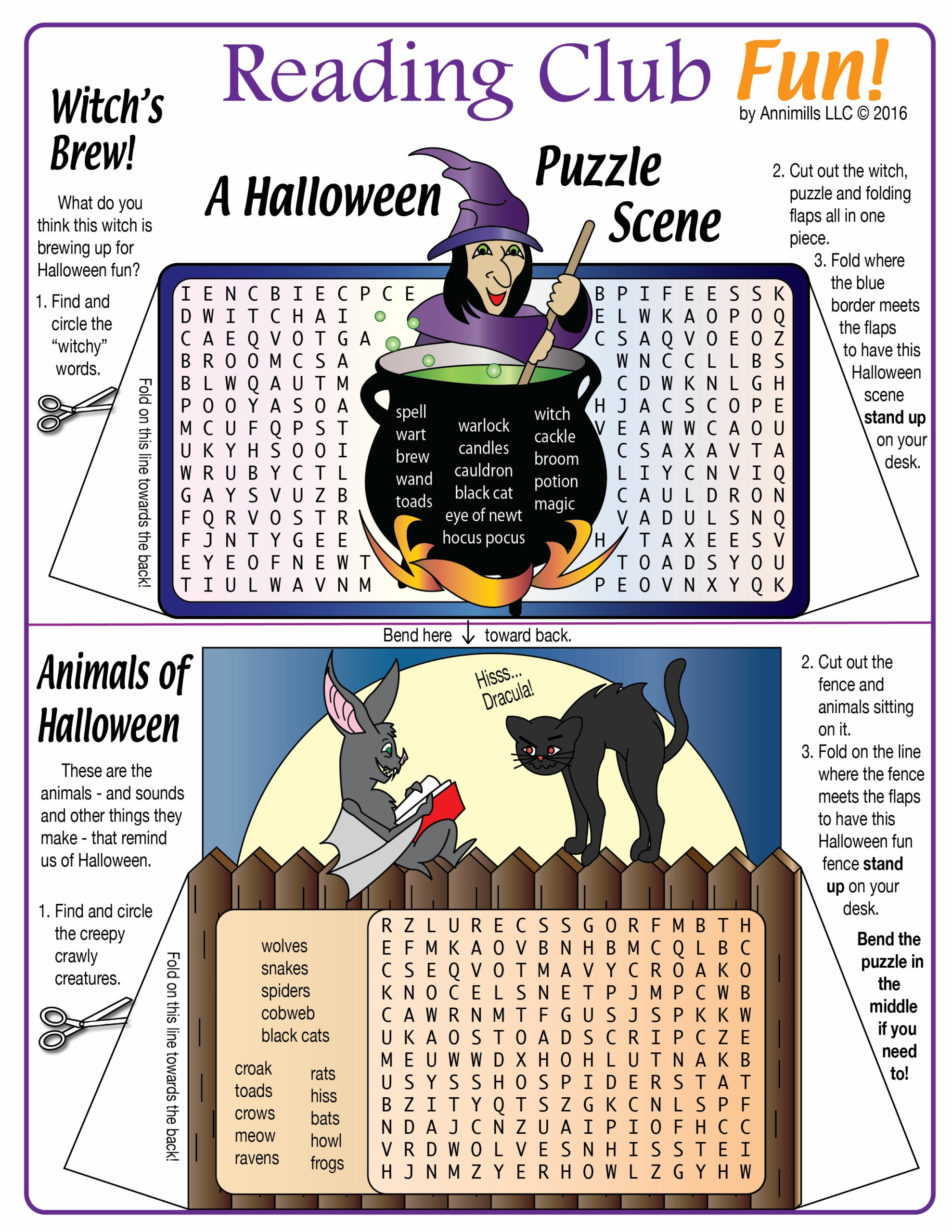 Halloween Vocabulary Spooky Cut Out U0026 Stand Up Scene 4 Word Search Puzzles Made By Teachers