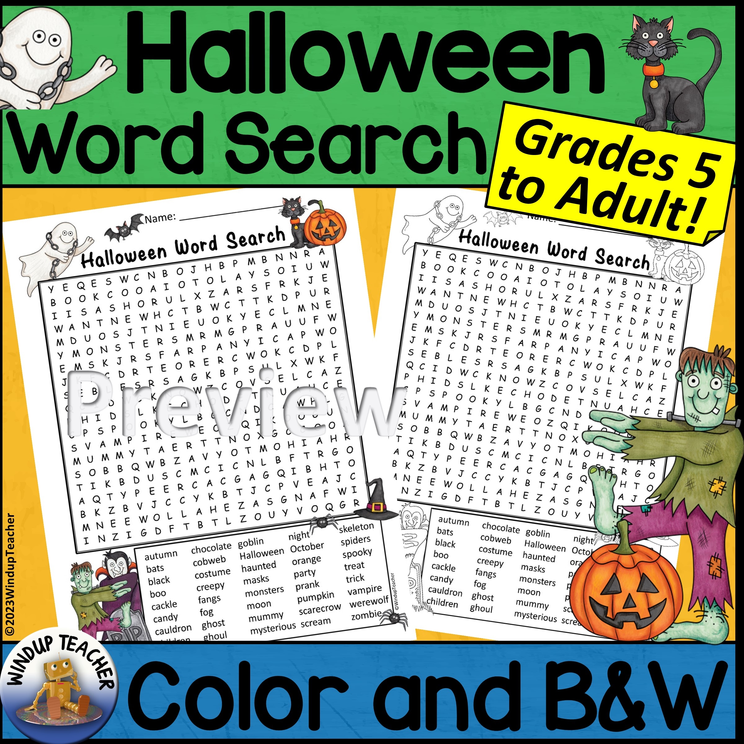 Halloween Word Search Printable Hard