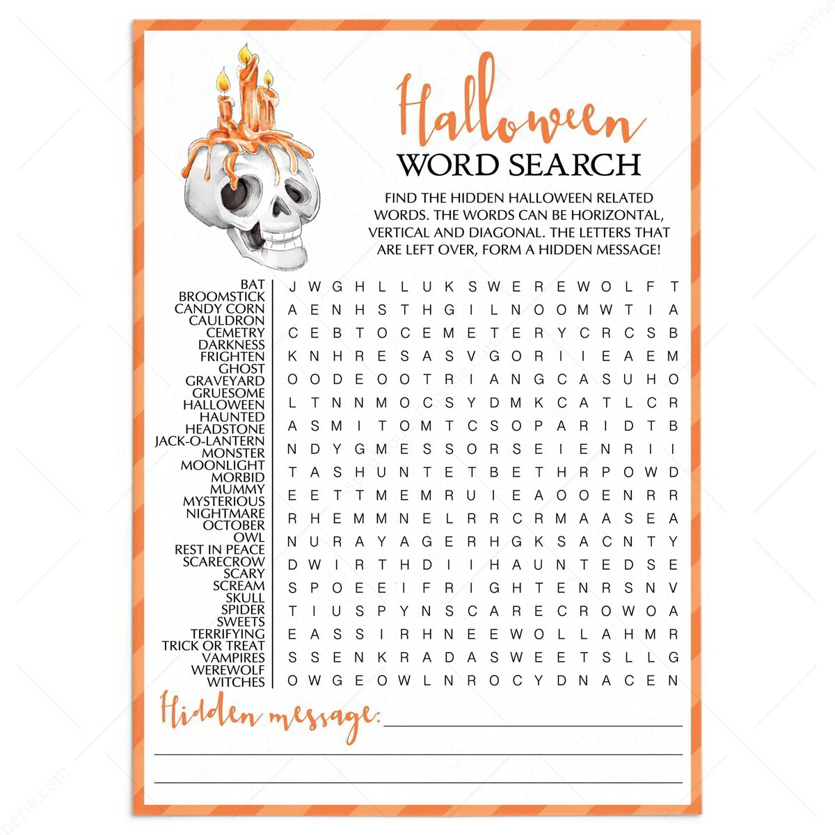 Free Printable Halloween Word Search Puzzles