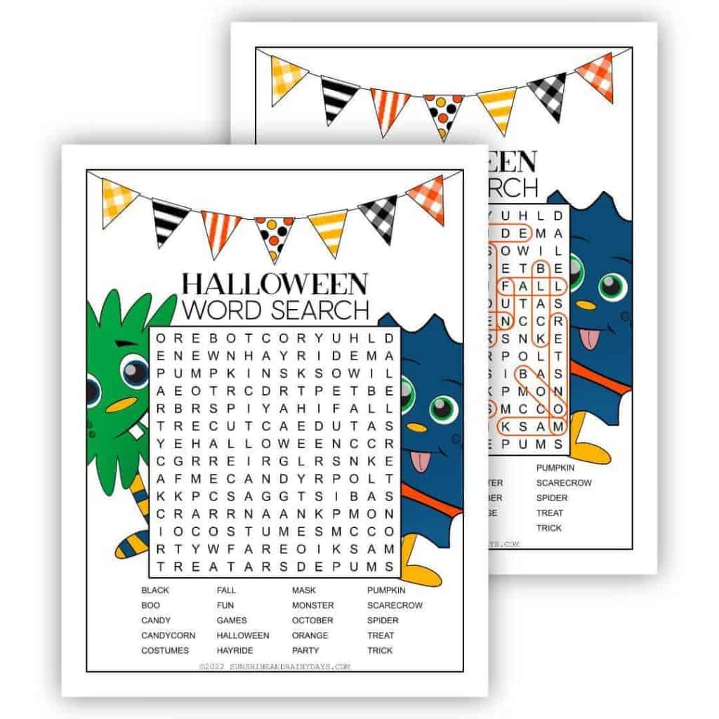 Halloween Word Search Printable Sunshine And Rainy Days