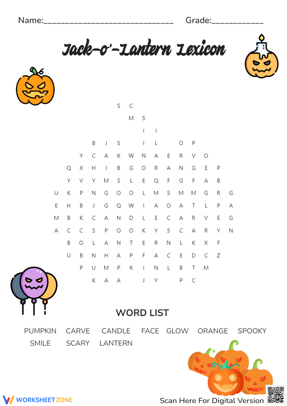Easy Halloween Word Search Printable