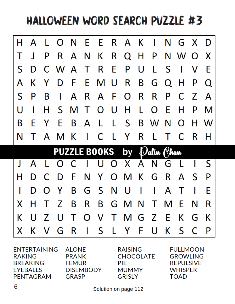 Halloween Word Search Puzzle Book CHILL COLORS PUBLISHING