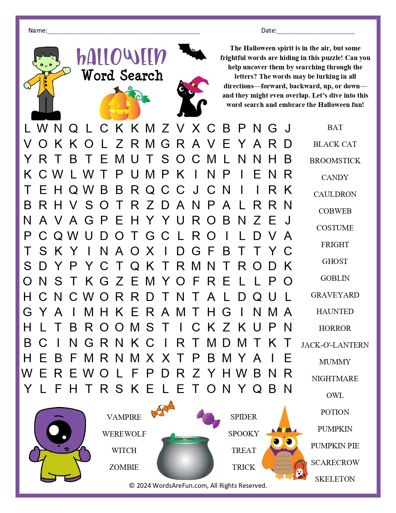 Halloween Word Searches Printable