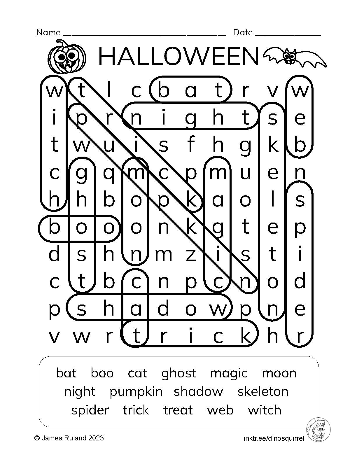 Halloween Word Search Word Find 2 VERSIONS Easy K 3rd And Hard 3rd 6th Classful