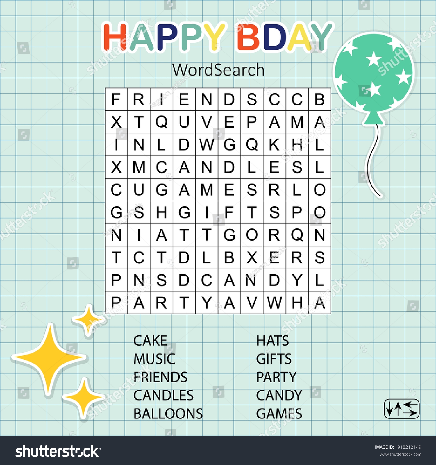 Happy Birthday Word Search Puzzle Educational Stock Vector Royalty Free 1918212149 Shutterstock