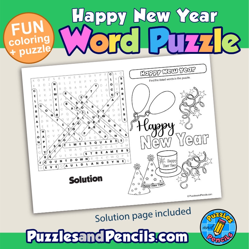 Happy New Year Word Search Free Printable Happy New Year Word Search Free Printable