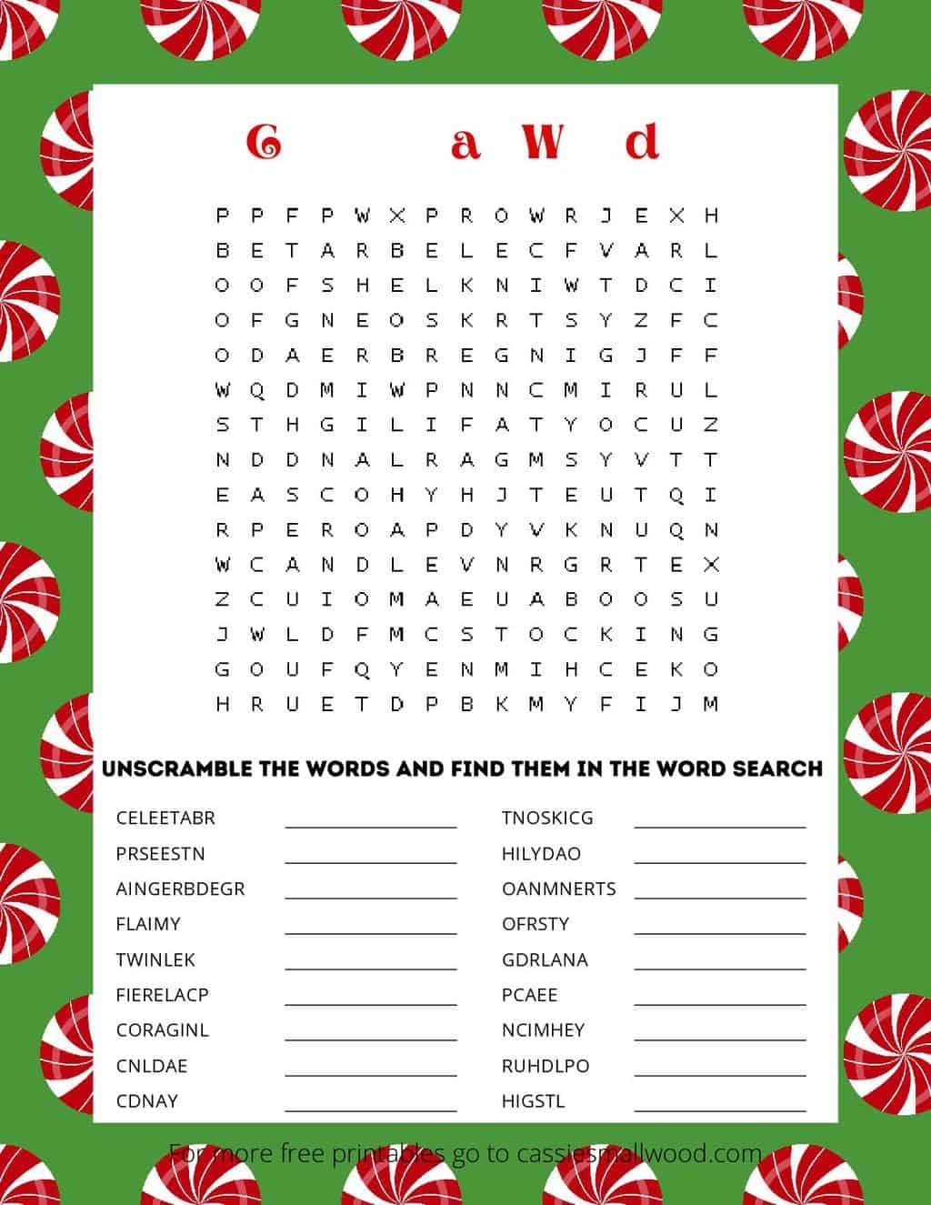 Hard Christmas Word Search Cassie Smallwood