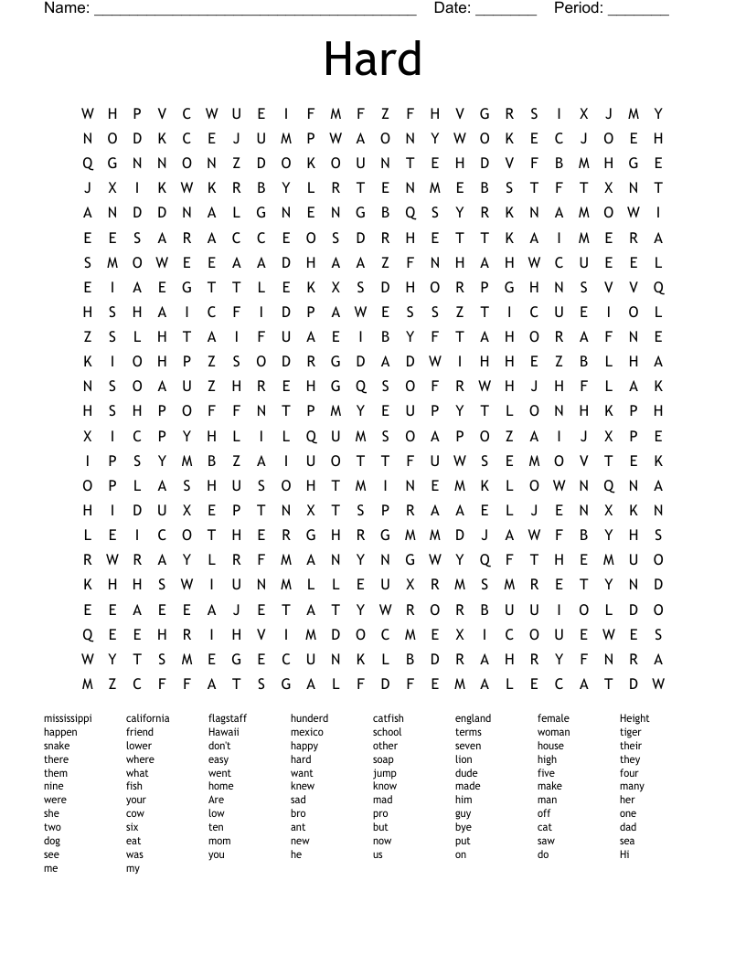 Word Search Printable Hard Friends
