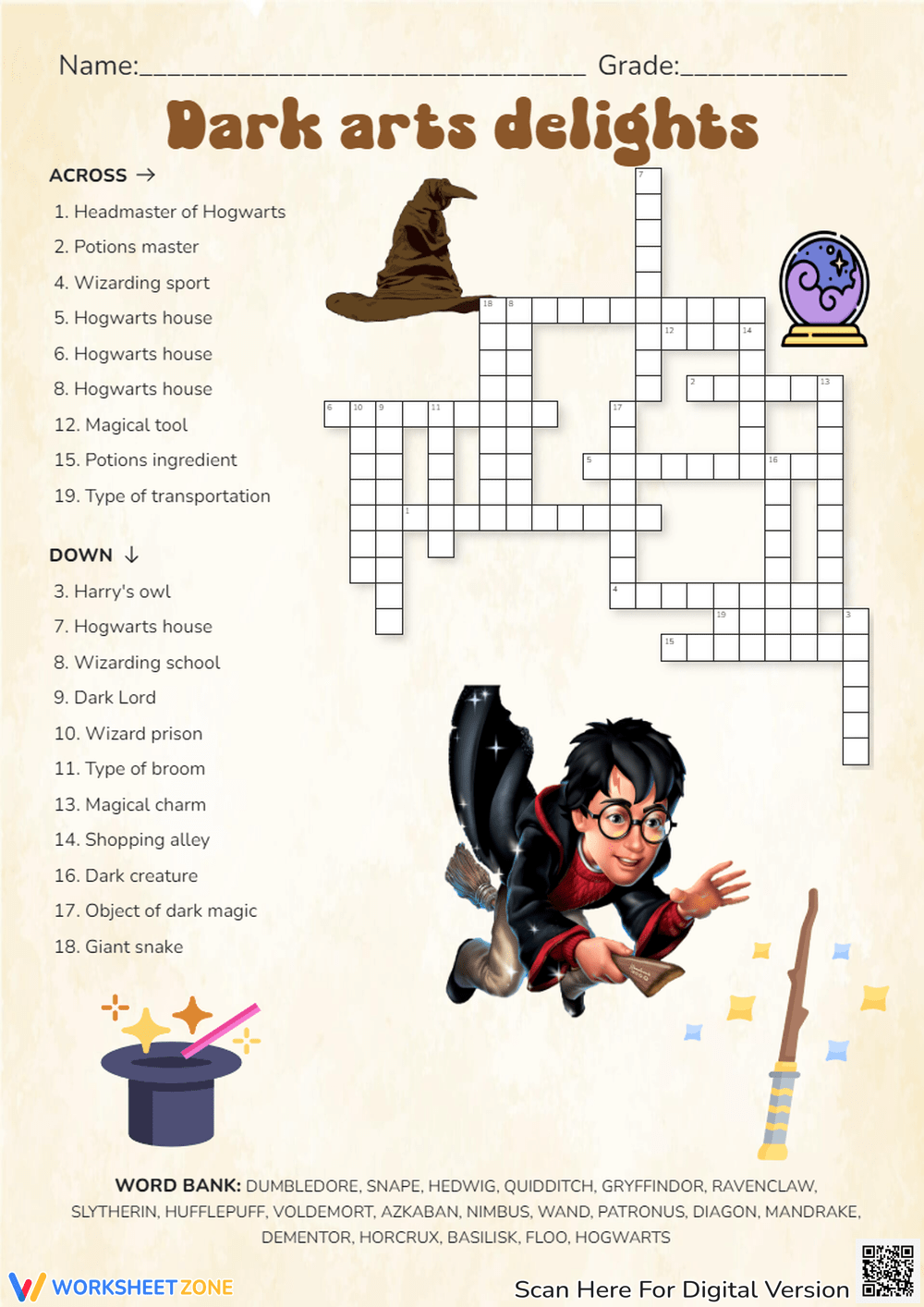 Harry Potter Crossword Worksheets 2025
