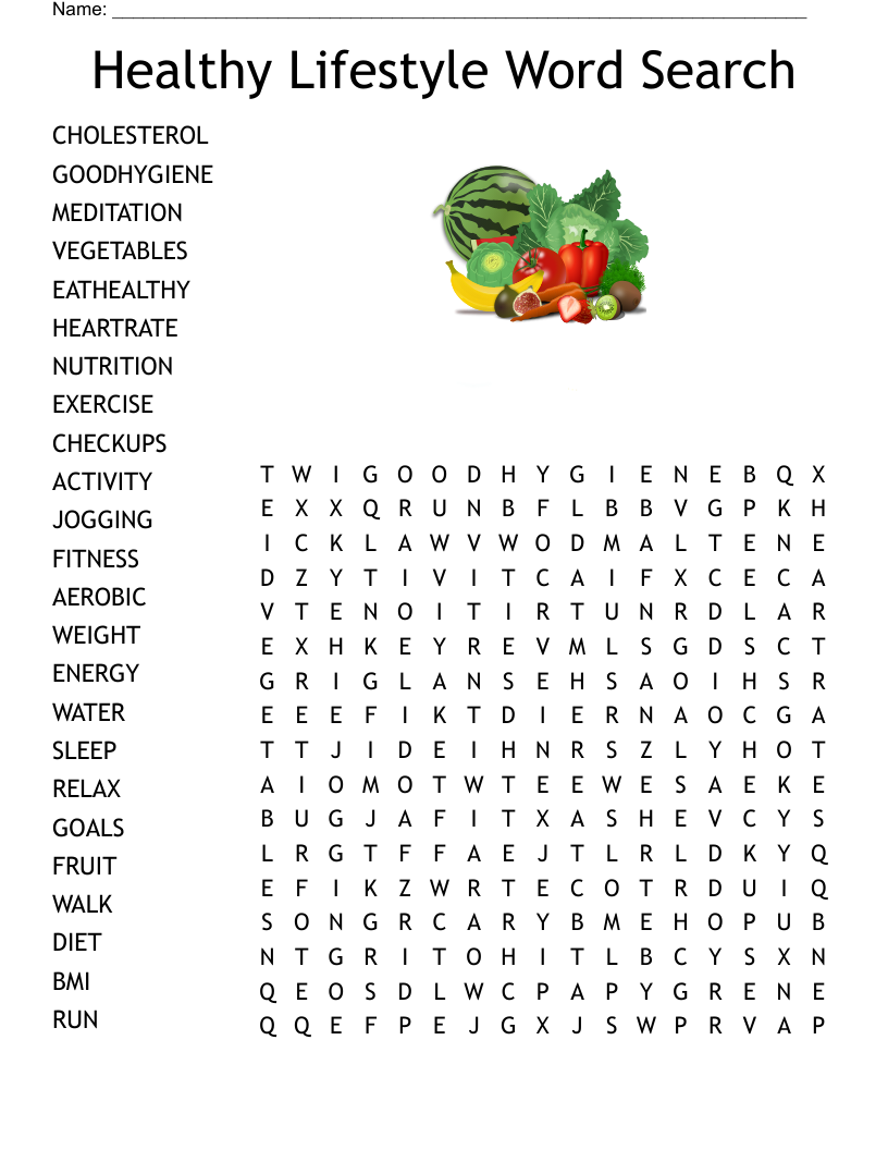 Healthy Food Word Search Printable