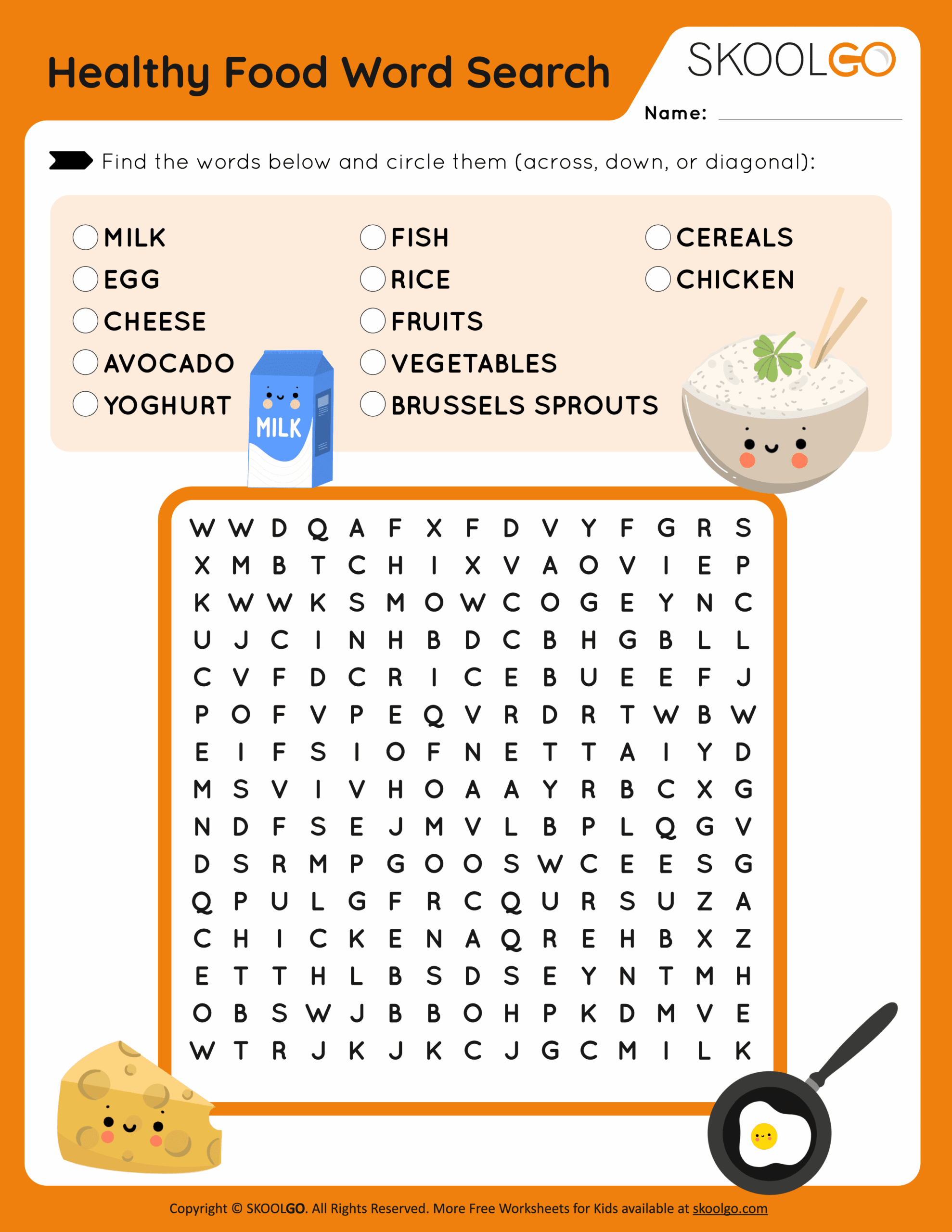 Healthy Food Word Search Free Game For Kids SKOOLGO