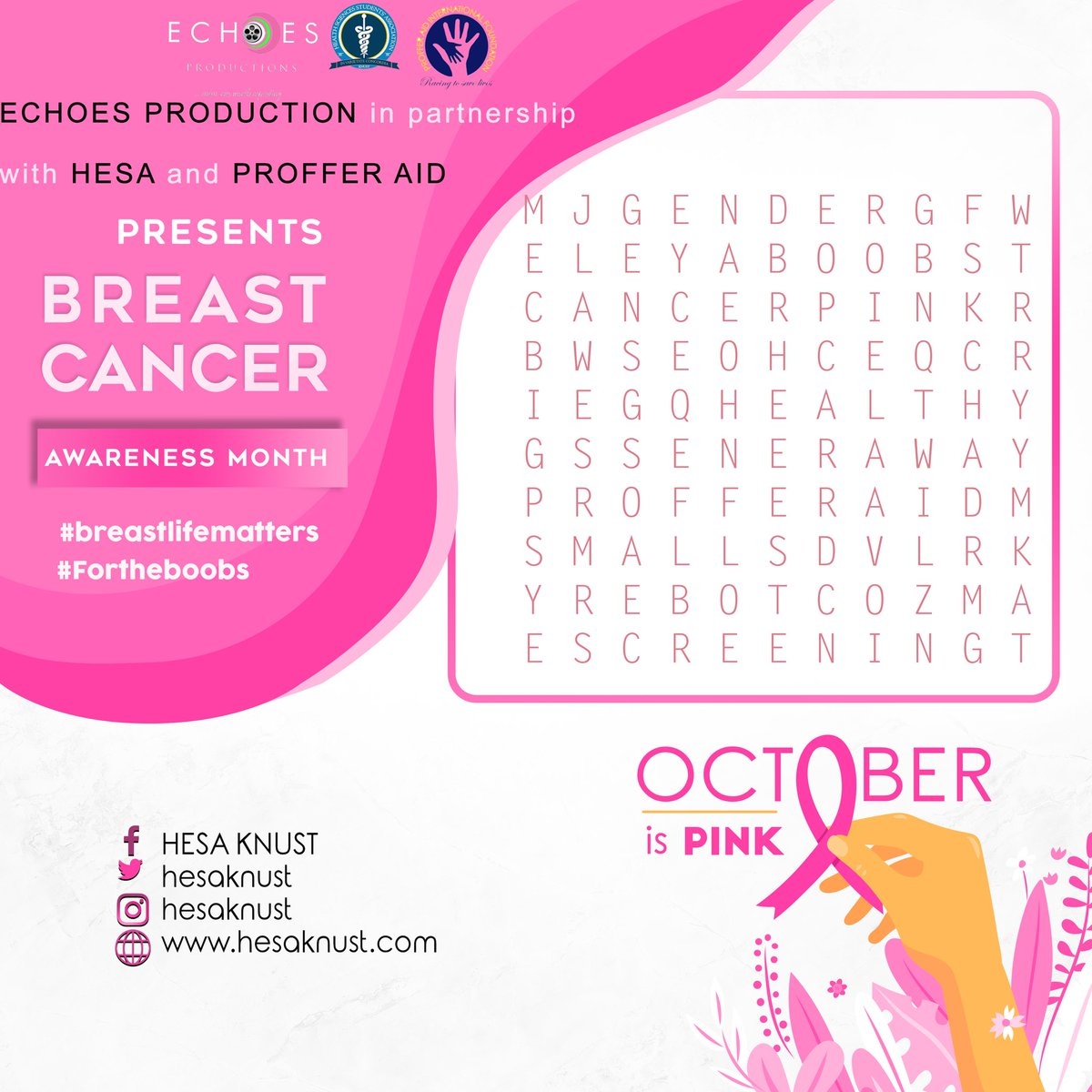Breast Cancer Awareness Word Search