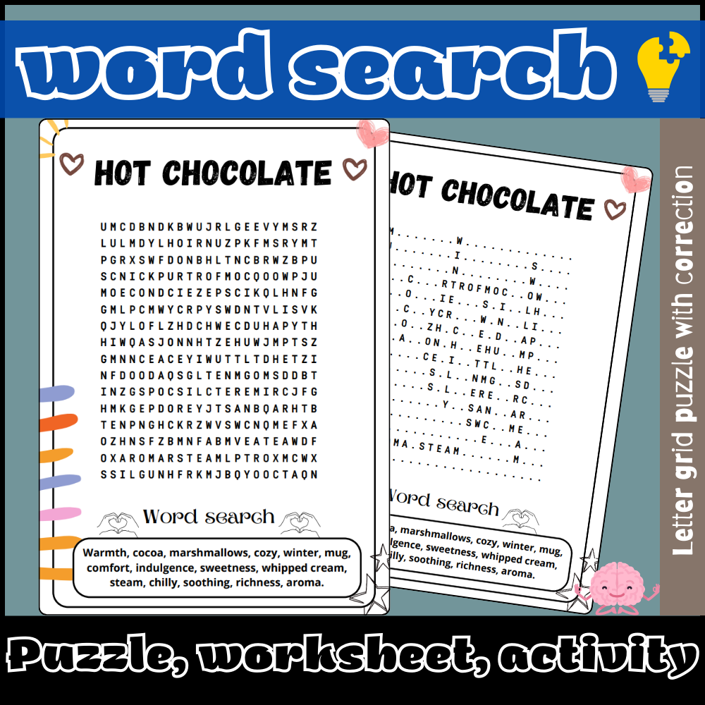 Hot Chocolate Word Search Puzzle Worksheet Activity Made By Teachers