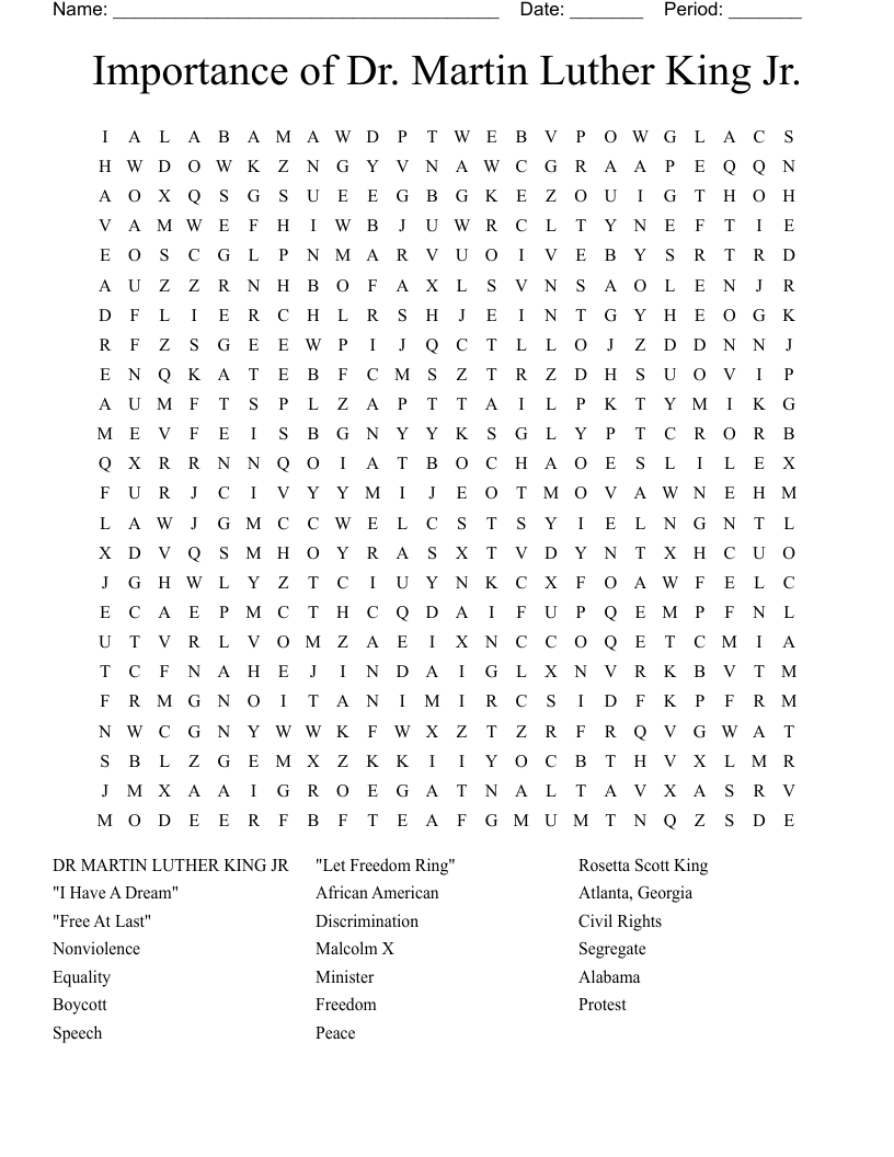 Mlk Free Word Search
