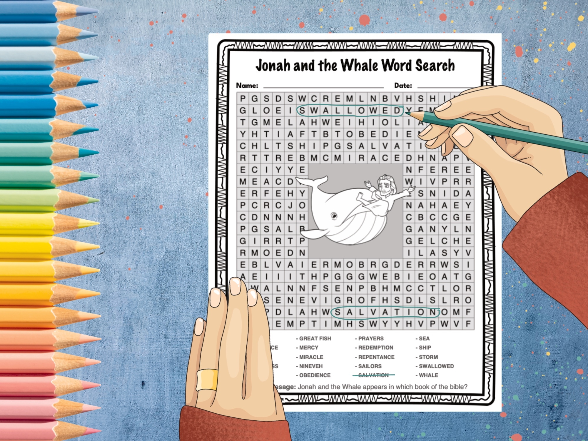 Jonah And The Whale Word Search Bible Puzzle Activity Worksheet Made By Teachers