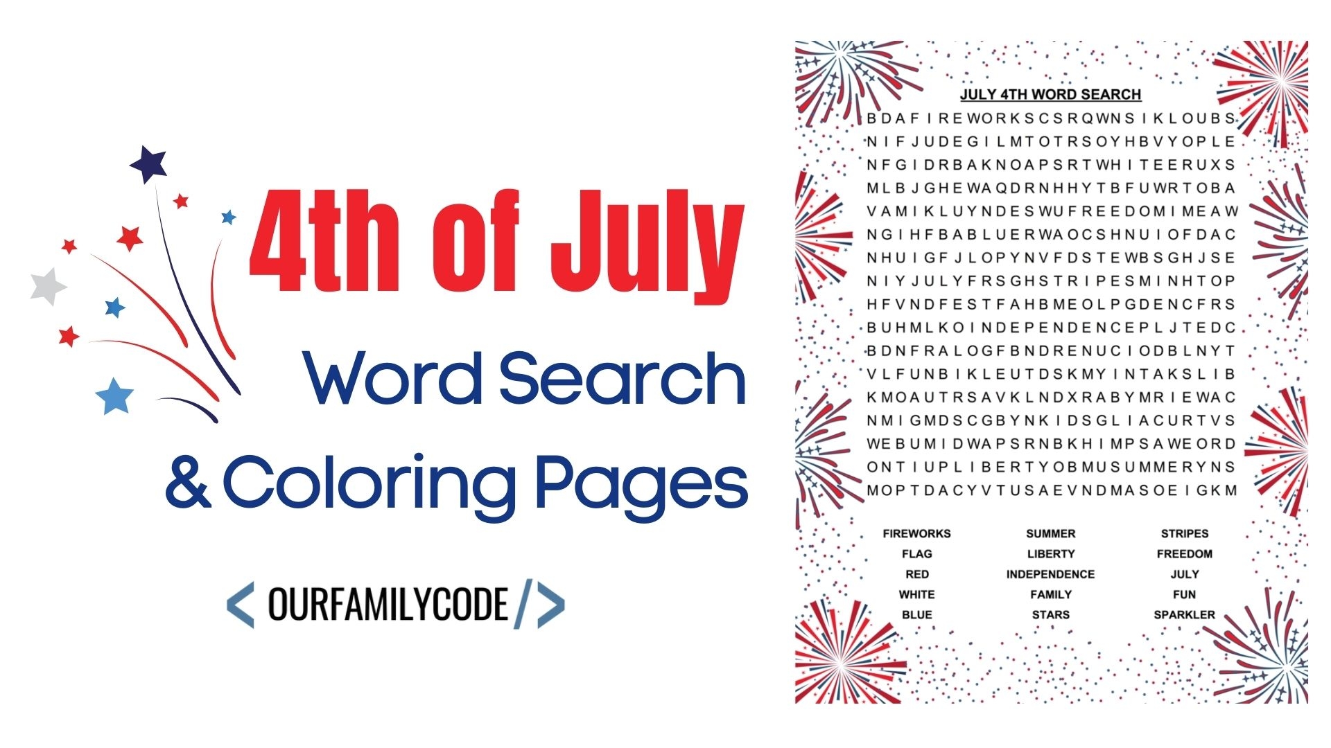 July 4th Word Search And Fireworks Coloring Pages Our Family Code July 4th Word Search And Fireworks Coloring Pages Our Family Code