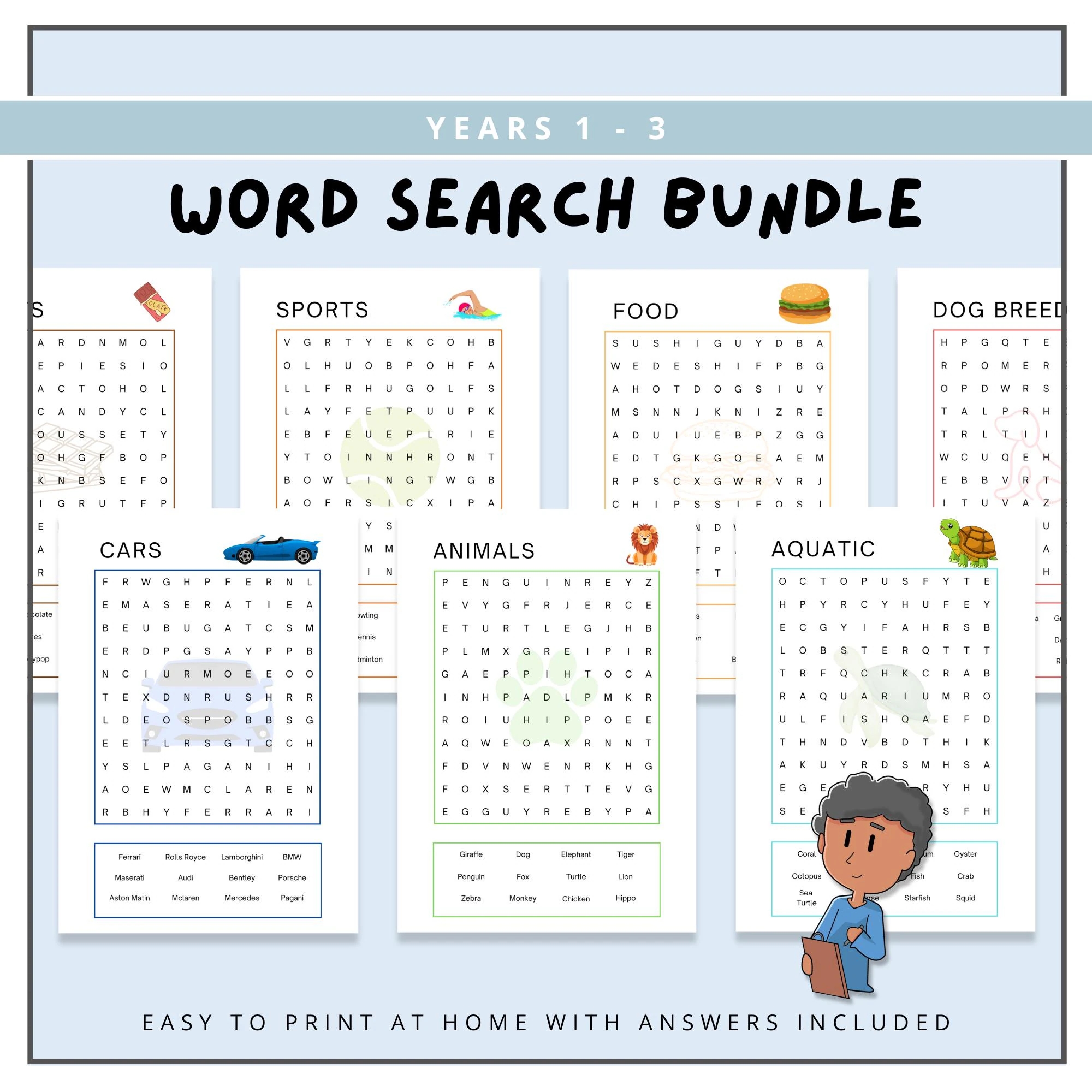 Kids Word Search Etsy