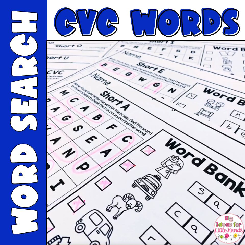 Cvc Word Search Worksheets
