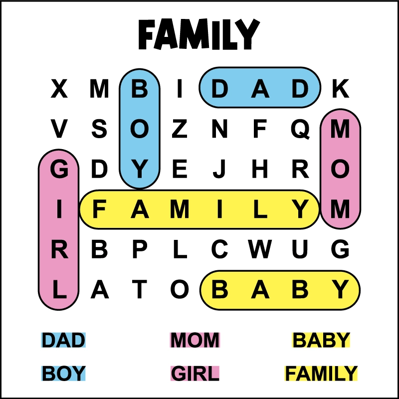 Kindergarten Family Word Search Tree Valley Academy