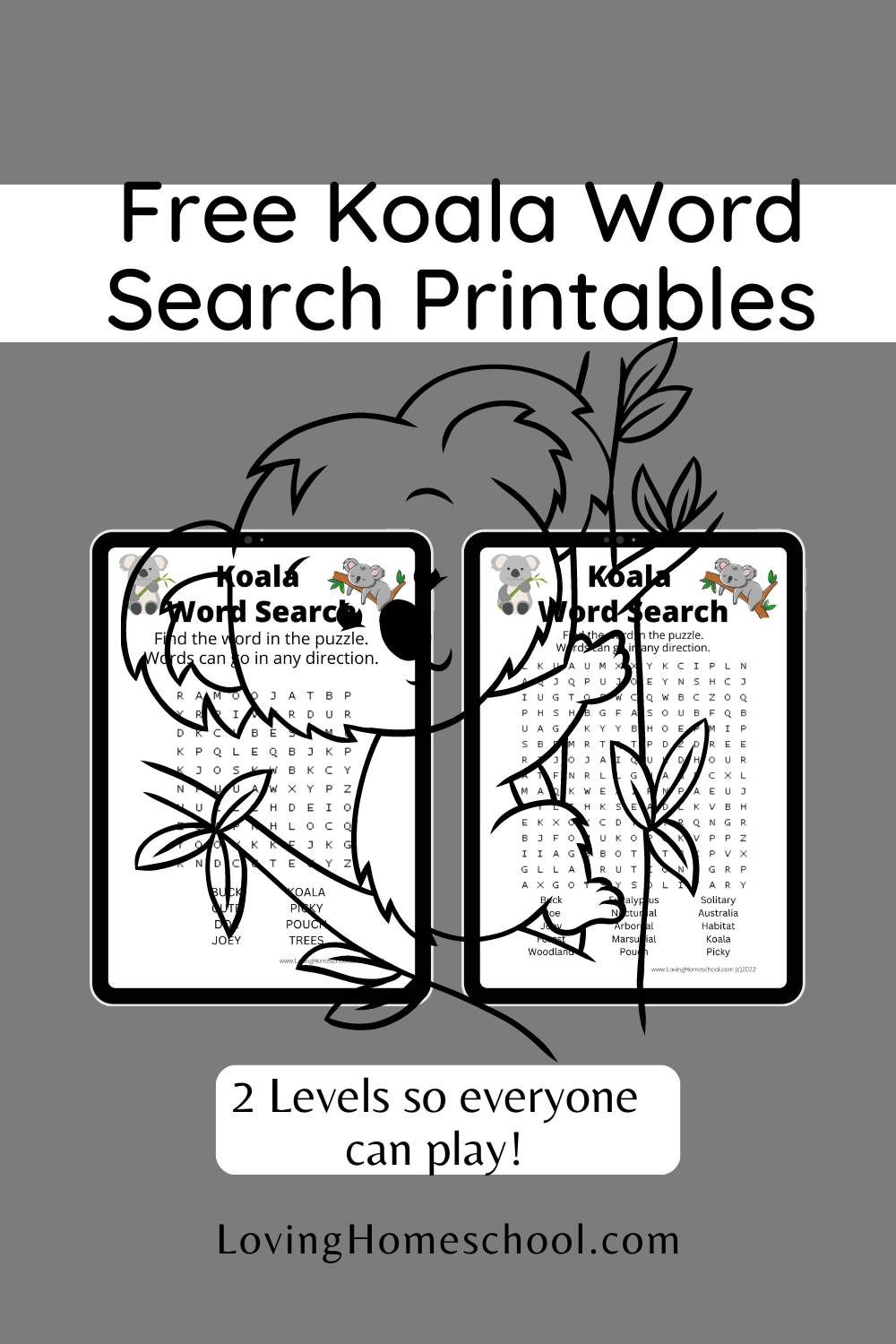Koala Word Search Printables LovingHomeschool Koala Word Search Printables LovingHomeschool