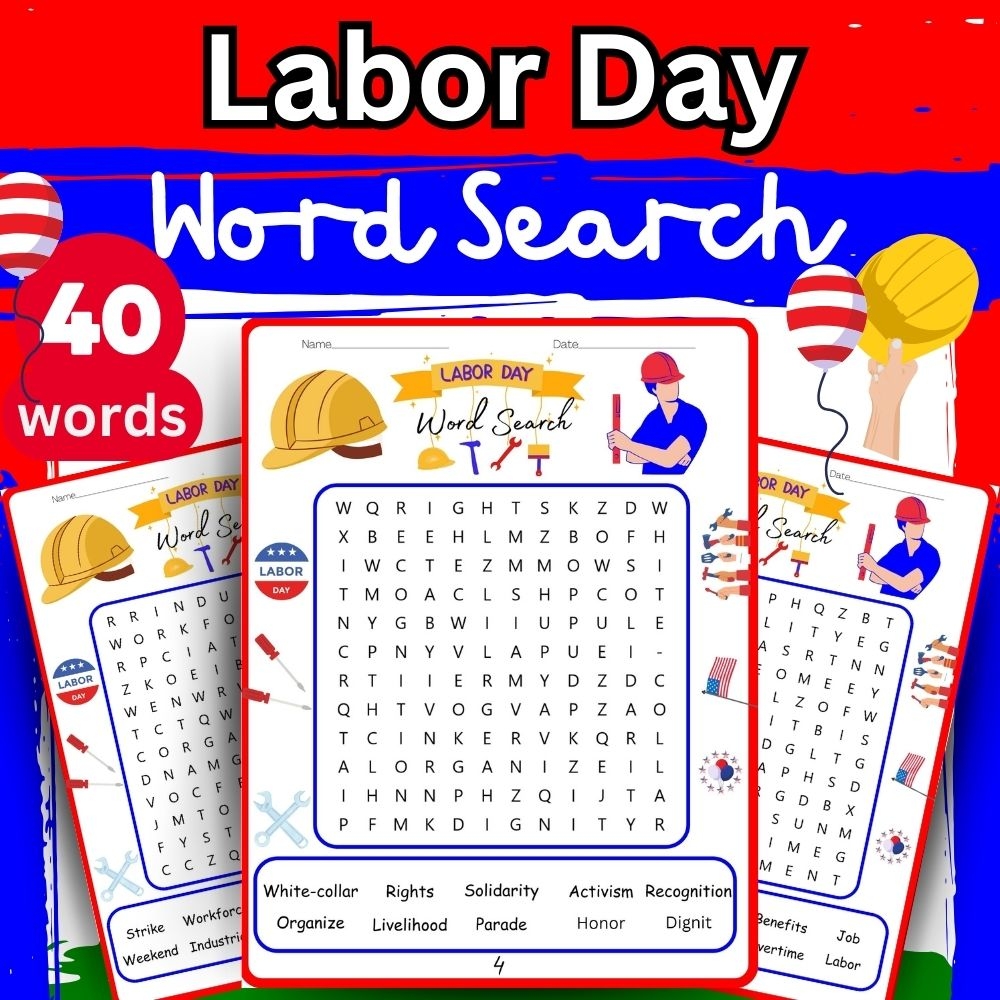 Labor Day Word Search Puzzle