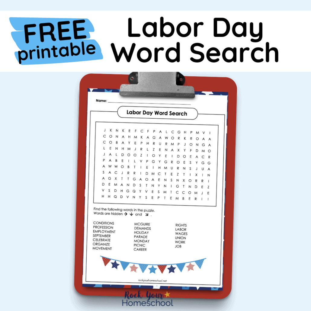 Labor Day Word Search Printable