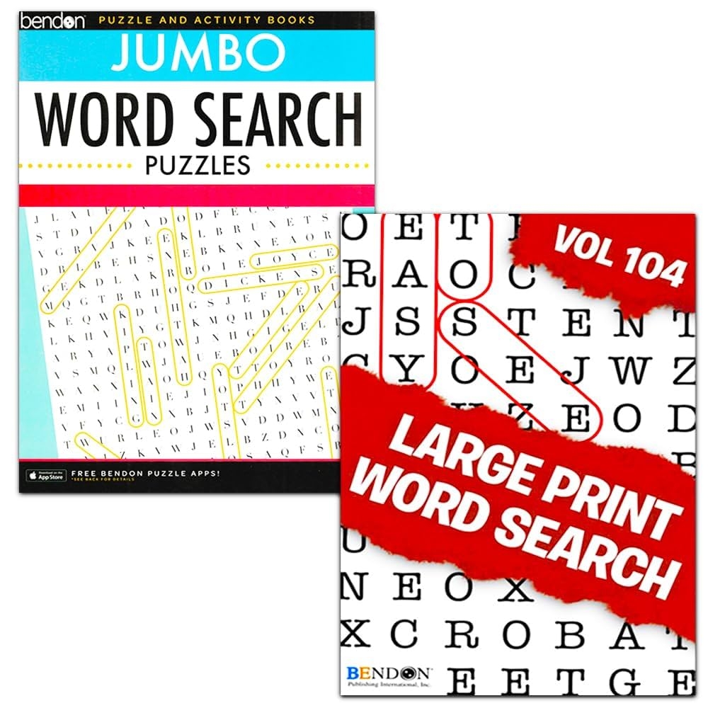 Large Print Word Search Books For Adults Super Set 6 Jumbo Word Find Puzzle Books With Large Print Plus Pens And Bookmark Over 800 Pages Total Bendon 0608631556899 Amazon Books