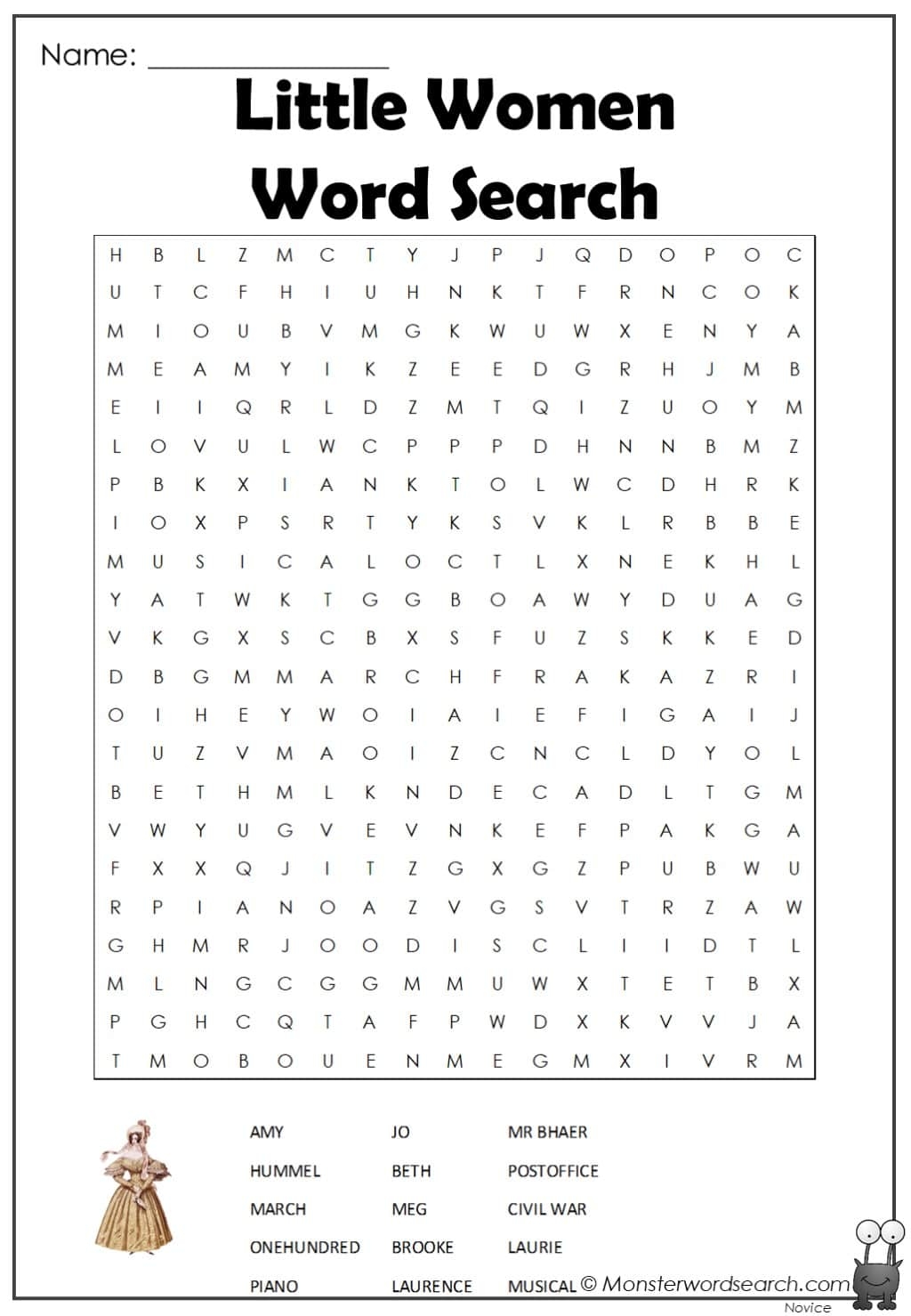 Little Women Word Search Monster Word Search Little Women Word Search Monster Word Search