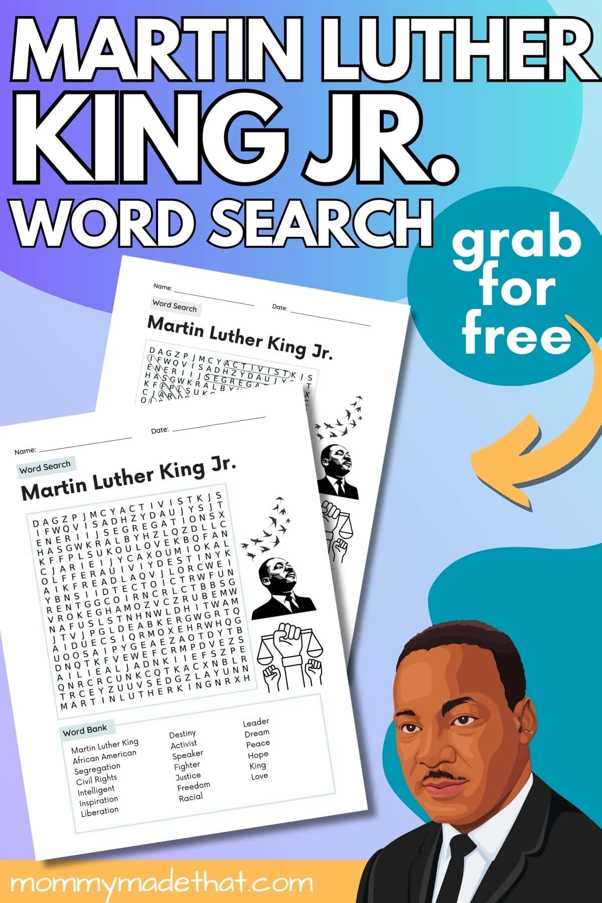 Mlk Word Search Printable